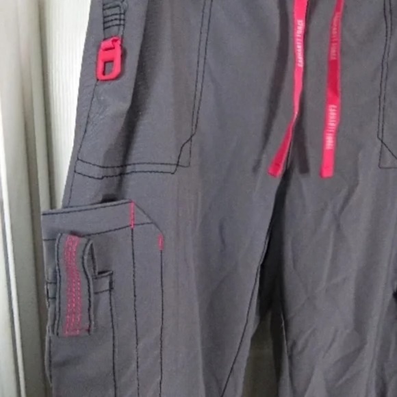 Carhartt Force Scrub Pants Gray Pink Cargo Pull On Elastic Waist Womens Large - Picture 3 of 5